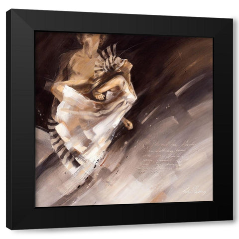 Girl with Zebra Head Black Modern Wood Framed Art Print by Meijering, Kitty