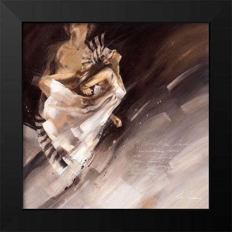 Girl with Zebra Head Black Modern Wood Framed Art Print by Meijering, Kitty