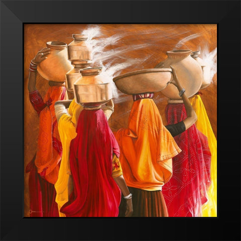 Saris Black Modern Wood Framed Art Print by Cazal, Cedric