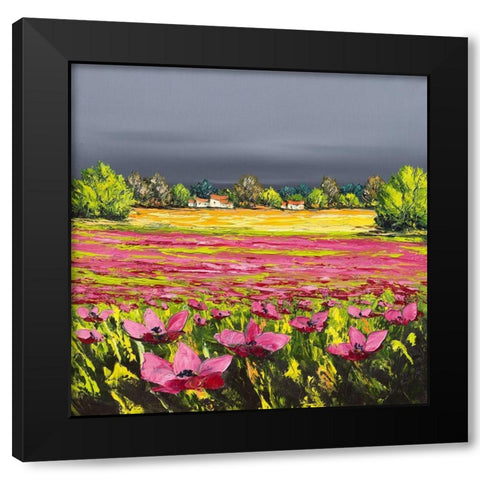 Les pavots Black Modern Wood Framed Art Print with Double Matting by Flanet, Frederic