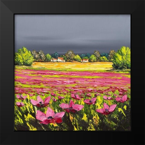 Les pavots Black Modern Wood Framed Art Print by Flanet, Frederic