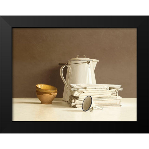 White Can and white Cloths Black Modern Wood Framed Art Print by de Bont, Willem