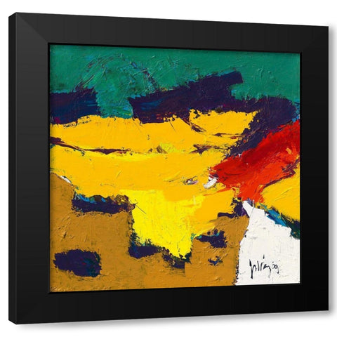 Yellow Plains Black Modern Wood Framed Art Print by van den Berg, Jos