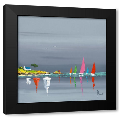 Ciel d orage Black Modern Wood Framed Art Print with Double Matting by Flanet, Frederic