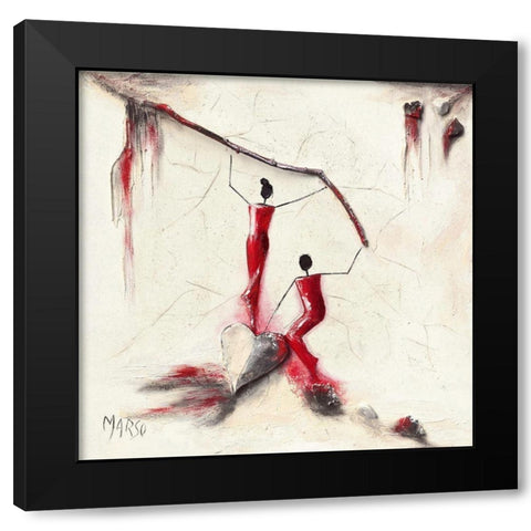 Escalade du Coeur Black Modern Wood Framed Art Print by Marso