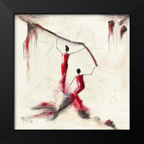 Escalade du Coeur Black Modern Wood Framed Art Print by Marso