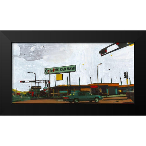 Octopus Car Wash Miami Black Modern Wood Framed Art Print by Olukman, Ayline