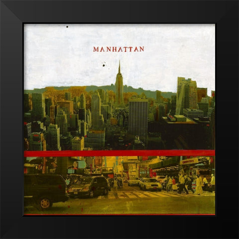 Manhattan (NYC) Black Modern Wood Framed Art Print by Olukman, Ayline