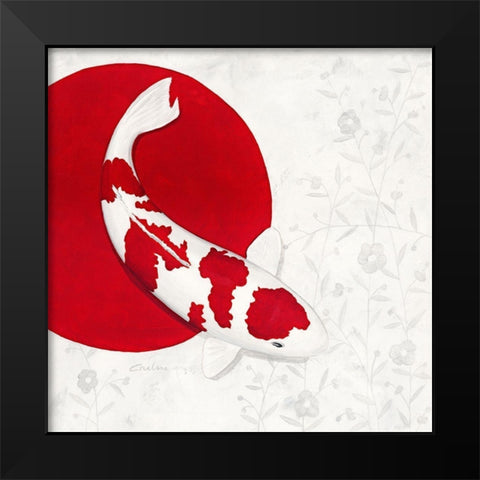 Silver Flower Kohaku Black Modern Wood Framed Art Print by Gruhn, Nicole