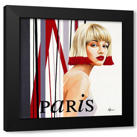 Femme Cheveux rouges Black Modern Wood Framed Art Print by Bernard, Anne