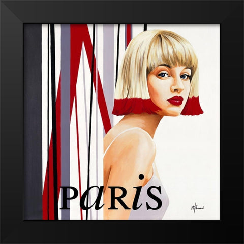Femme Cheveux rouges Black Modern Wood Framed Art Print by Bernard, Anne