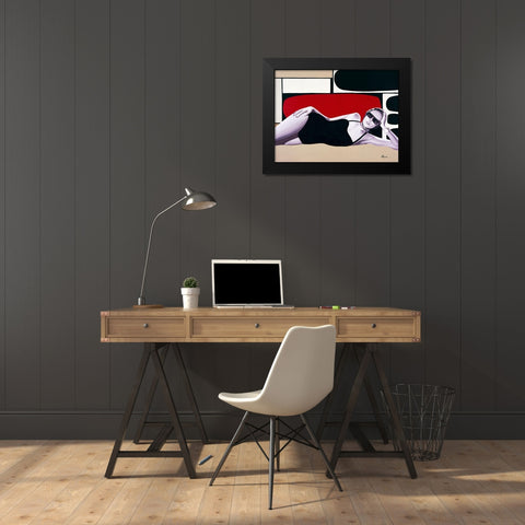 Femme Maillot de bain Black Modern Wood Framed Art Print by Bernard, Anne