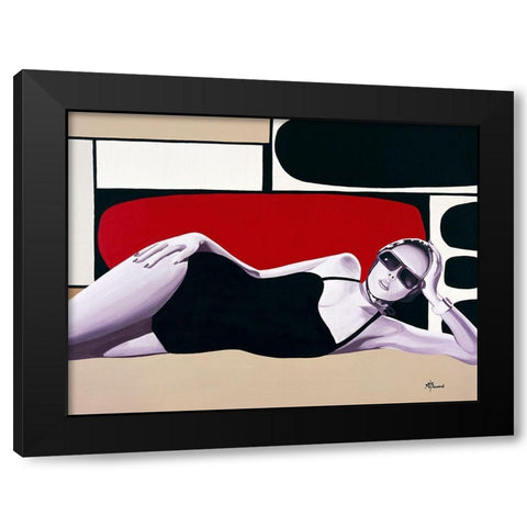 Femme Maillot de bain Black Modern Wood Framed Art Print by Bernard, Anne