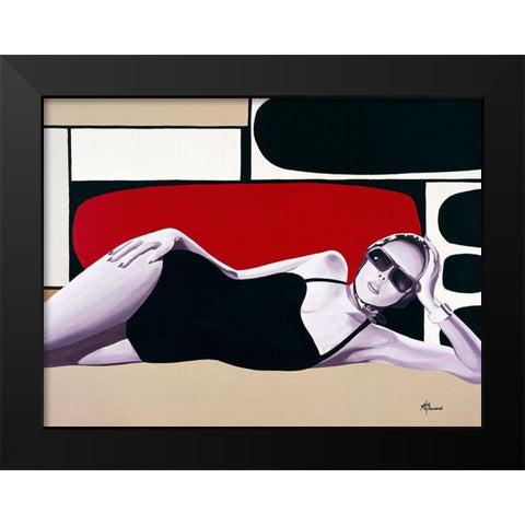 Femme Maillot de bain Black Modern Wood Framed Art Print by Bernard, Anne