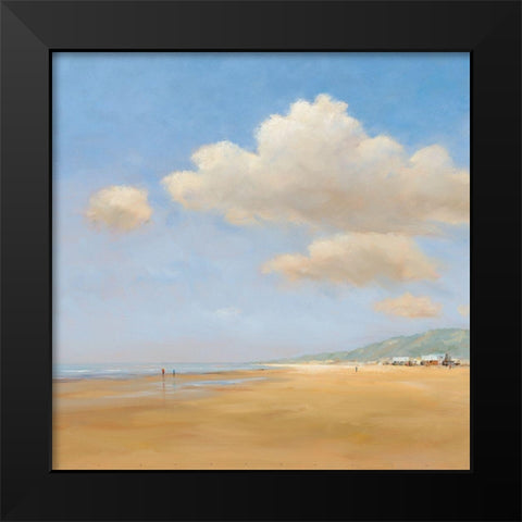 Strandwandeling Black Modern Wood Framed Art Print by Groenhart, Jan