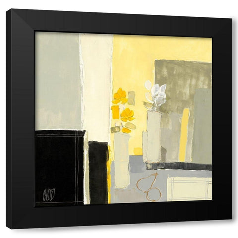 Tulipes blanches et roses jaunes Black Modern Wood Framed Art Print with Double Matting by Choisy, Christian