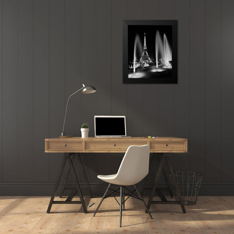 Eiffel Tower Fountains Black Modern Wood Framed Art Print by Butcher, Dave