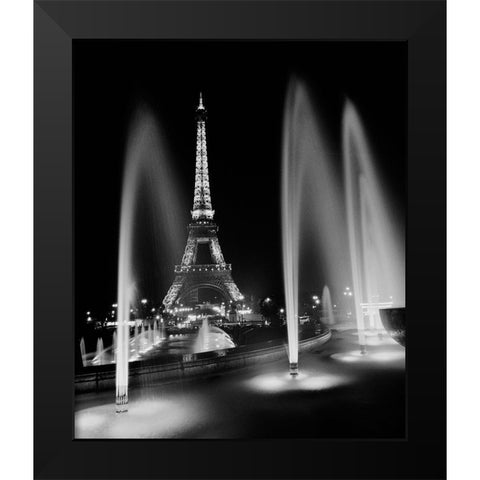 Eiffel Tower Fountains Black Modern Wood Framed Art Print by Butcher, Dave