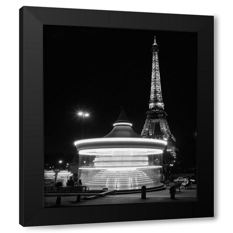 Eiffel Tower Merry Go Round Black Modern Wood Framed Art Print by Butcher, Dave