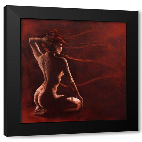 Henna II Black Modern Wood Framed Art Print with Double Matting by Cazal, Cedric