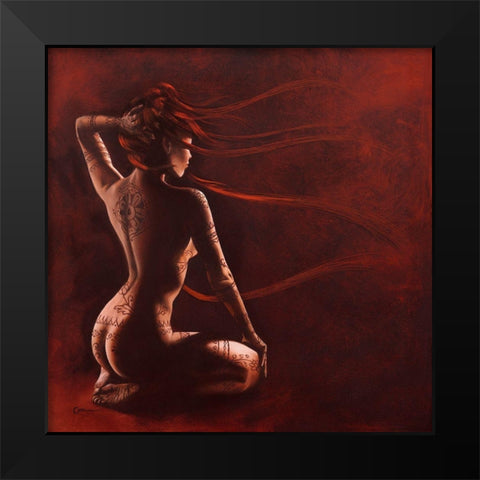 Henna II Black Modern Wood Framed Art Print by Cazal, Cedric