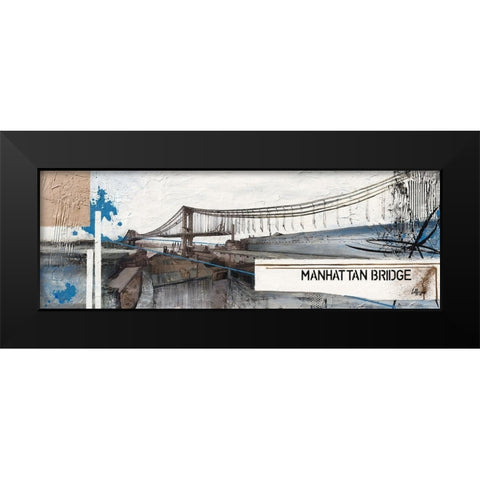 Manhattan Bridge Black Modern Wood Framed Art Print by Laffargue, Caroline