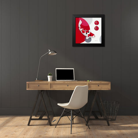 Red Bamboo Sanke Black Modern Wood Framed Art Print by Gruhn, Nicole