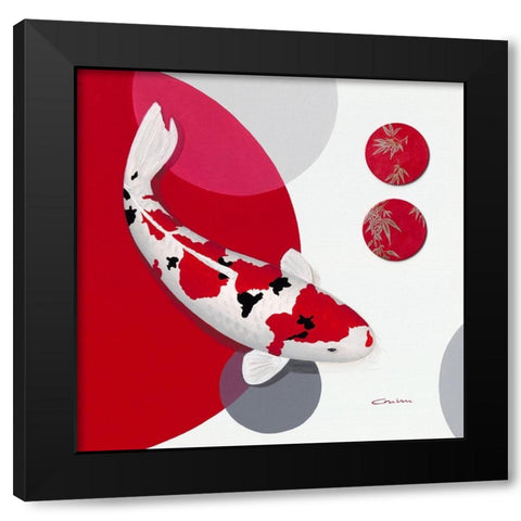 Red Bamboo Sanke Black Modern Wood Framed Art Print with Double Matting by Gruhn, Nicole