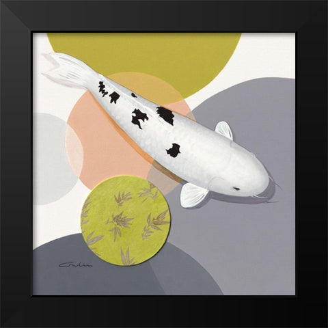 Koi Harmony Bekko Black Modern Wood Framed Art Print by Gruhn, Nicole