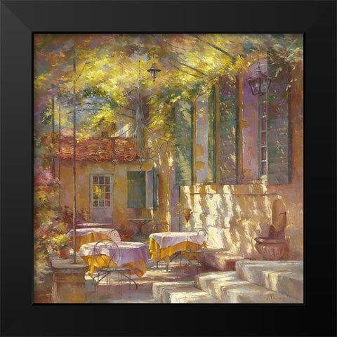 A l ombre de la terrasse Black Modern Wood Framed Art Print by Messely, Johan