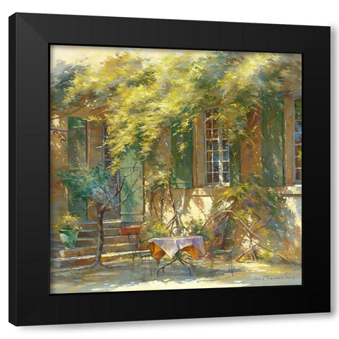 La terrasse du chateau Black Modern Wood Framed Art Print with Double Matting by Messely, Johan