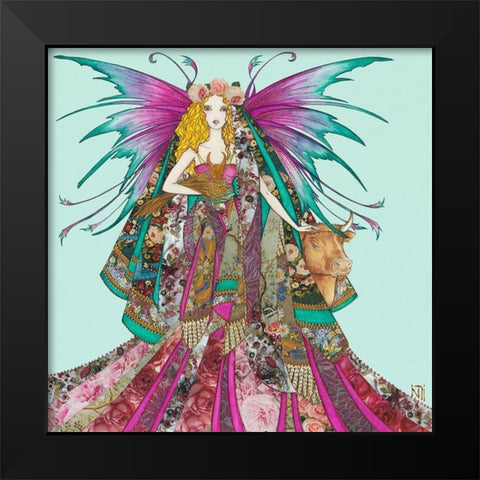 Fee du Taureau Black Modern Wood Framed Art Print by Johara