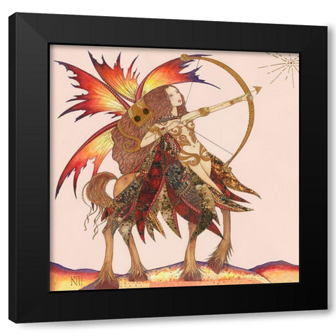 Fee du Sagittaire Black Modern Wood Framed Art Print with Double Matting by Johara