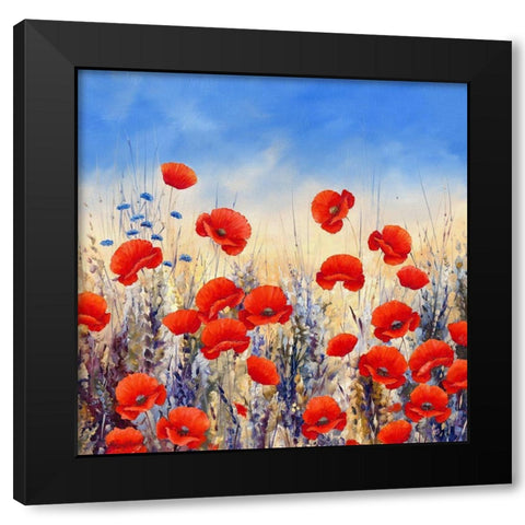 Sunset Poppies Black Modern Wood Framed Art Print by Mayes, Hilary