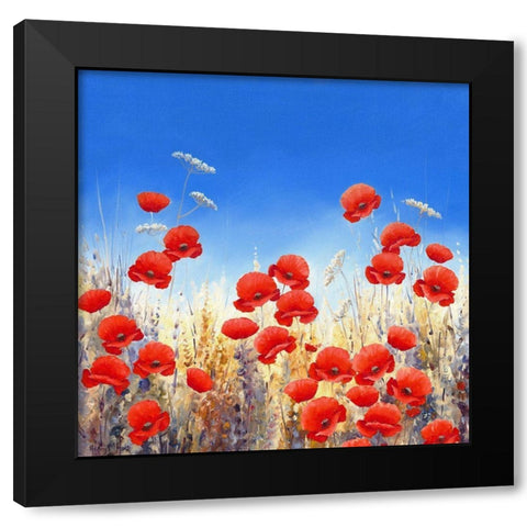 Dancing Poppies Black Modern Wood Framed Art Print with Double Matting by Mayes, Hilary