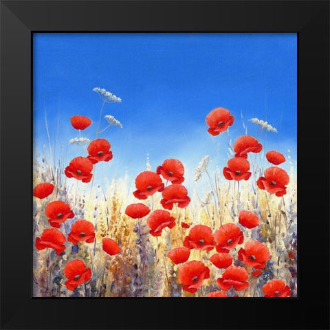 Dancing Poppies Black Modern Wood Framed Art Print by Mayes, Hilary