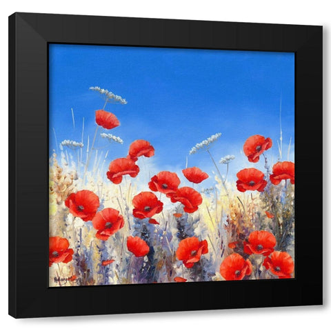 Poppy Meadow I Black Modern Wood Framed Art Print by Mayes, Hilary
