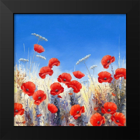 Poppy Meadow I Black Modern Wood Framed Art Print by Mayes, Hilary
