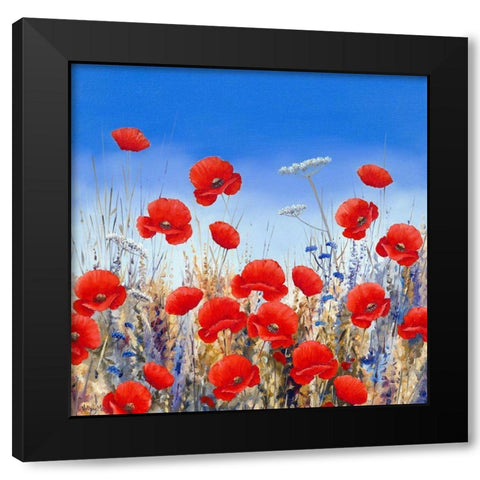 Poppy Meadow II Black Modern Wood Framed Art Print by Mayes, Hilary