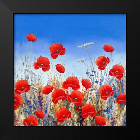 Poppy Meadow II Black Modern Wood Framed Art Print by Mayes, Hilary