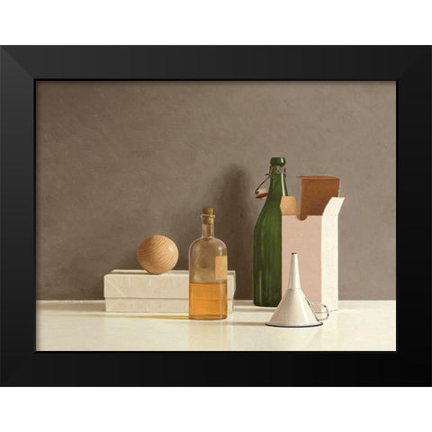 Still Life with Wooden Ball Black Modern Wood Framed Art Print by de Bont, Willem