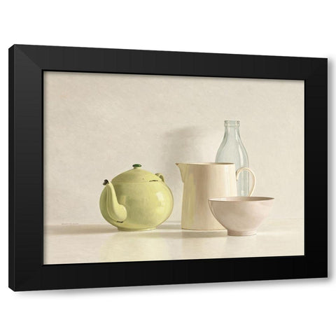 Yellow Teapot-Bottle-Bowl and Jug Black Modern Wood Framed Art Print by de Bont, Willem