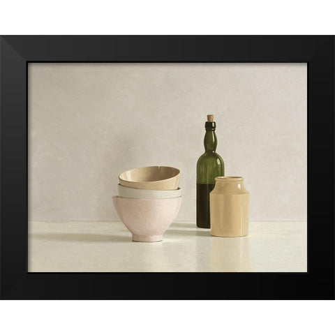 Stacked Bowls-Bottle and little Jar Black Modern Wood Framed Art Print by de Bont, Willem
