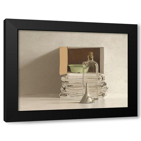 Cloths-Box-Bottle-Bowl and Funnel Black Modern Wood Framed Art Print by de Bont, Willem