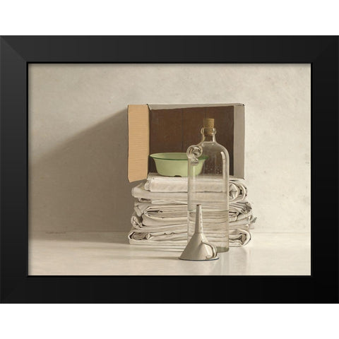 Cloths-Box-Bottle-Bowl and Funnel Black Modern Wood Framed Art Print by de Bont, Willem