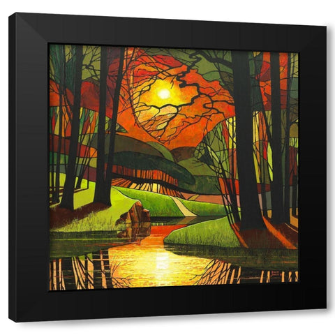 Evening Light Black Modern Wood Framed Art Print with Double Matting by James, David