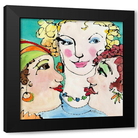 Conversation Black Modern Wood Framed Art Print with Double Matting by Burt, Jane