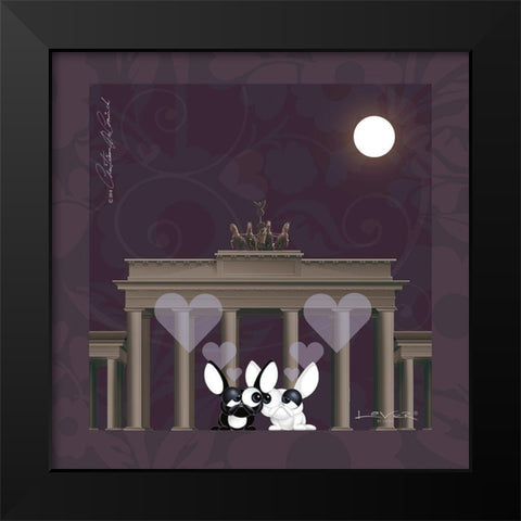 Lover by Lover - Berlin by Night Black Modern Wood Framed Art Print by De Coninck, Christiaan