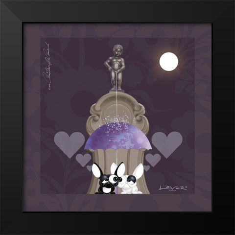 Lover by Lover - Brussels by Night Black Modern Wood Framed Art Print by De Coninck, Christiaan