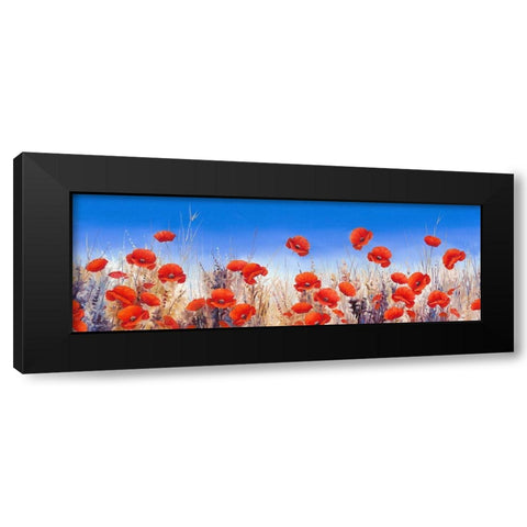 Poppy Landscape Black Modern Wood Framed Art Print with Double Matting by Mayes, Hilary